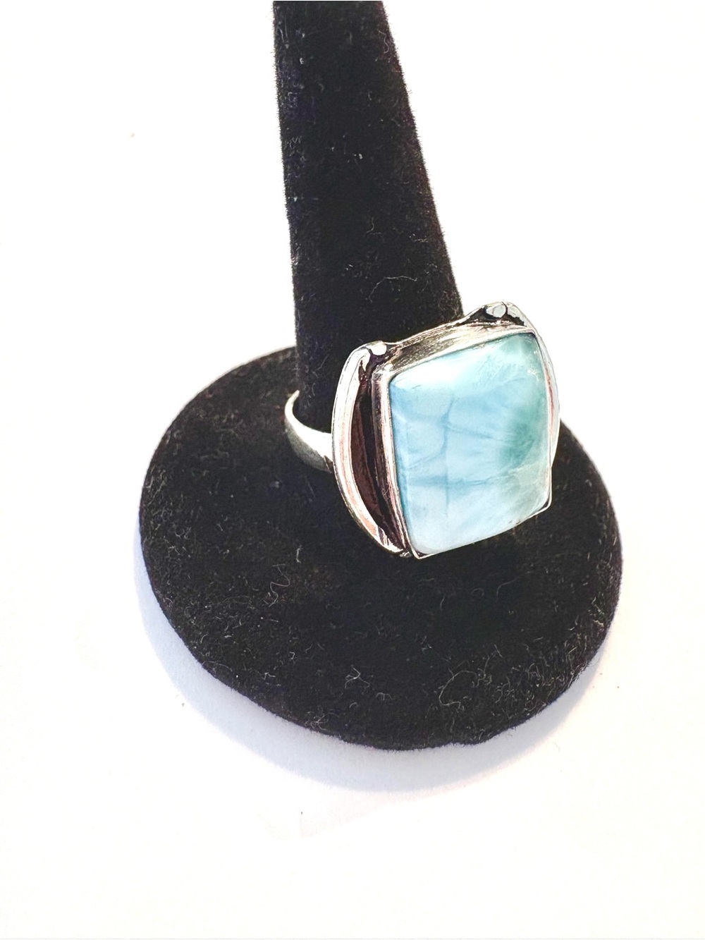 Beautiful, 3/4 inch, 925 marked, Larimar ring, size 7